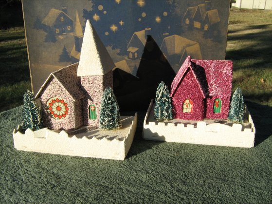 Christmas village mica houses
